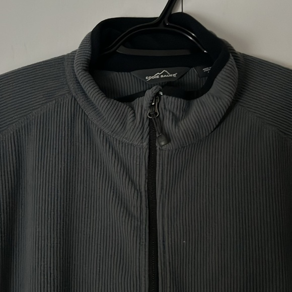 NWT Eddie Bauer Men's Dark Grey Stretch Fleece Jacket Large - Picture 8 of 15